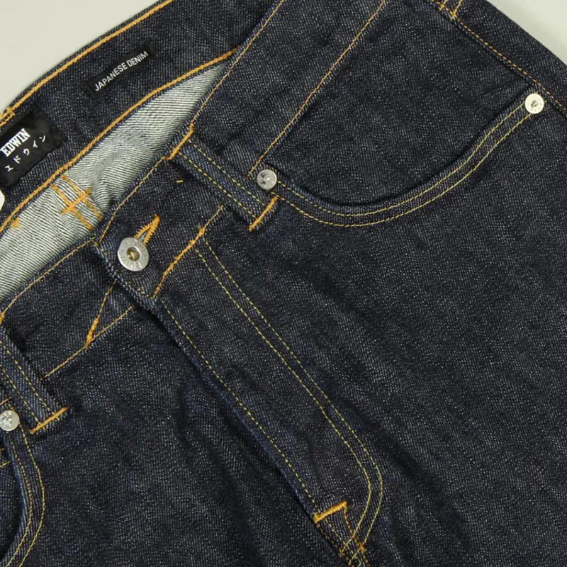 Edwin ED-85 CS Yuuki Blue Denim - Blue Rinsed Contrast-3